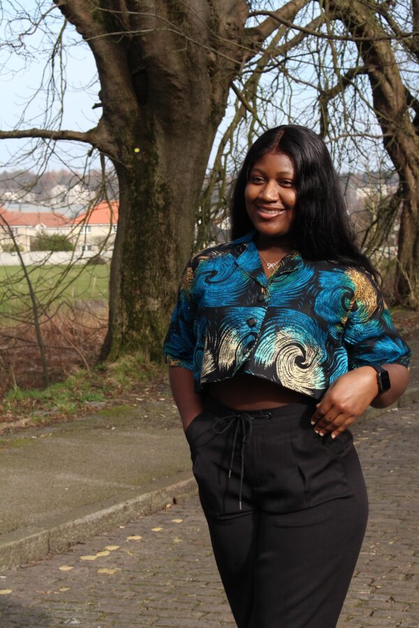 Zuri Button Crop Top - Blue (Complete with pants)
